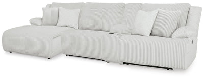 Top Tier 4-Piece LAF Chaise Reclining Sectional in Alloy Velvet