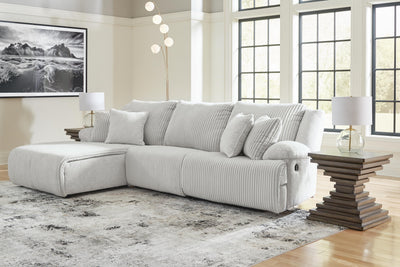 Top Tier 3-Piece Reclining Sectional Sofa Chaise in Alloy Velvet