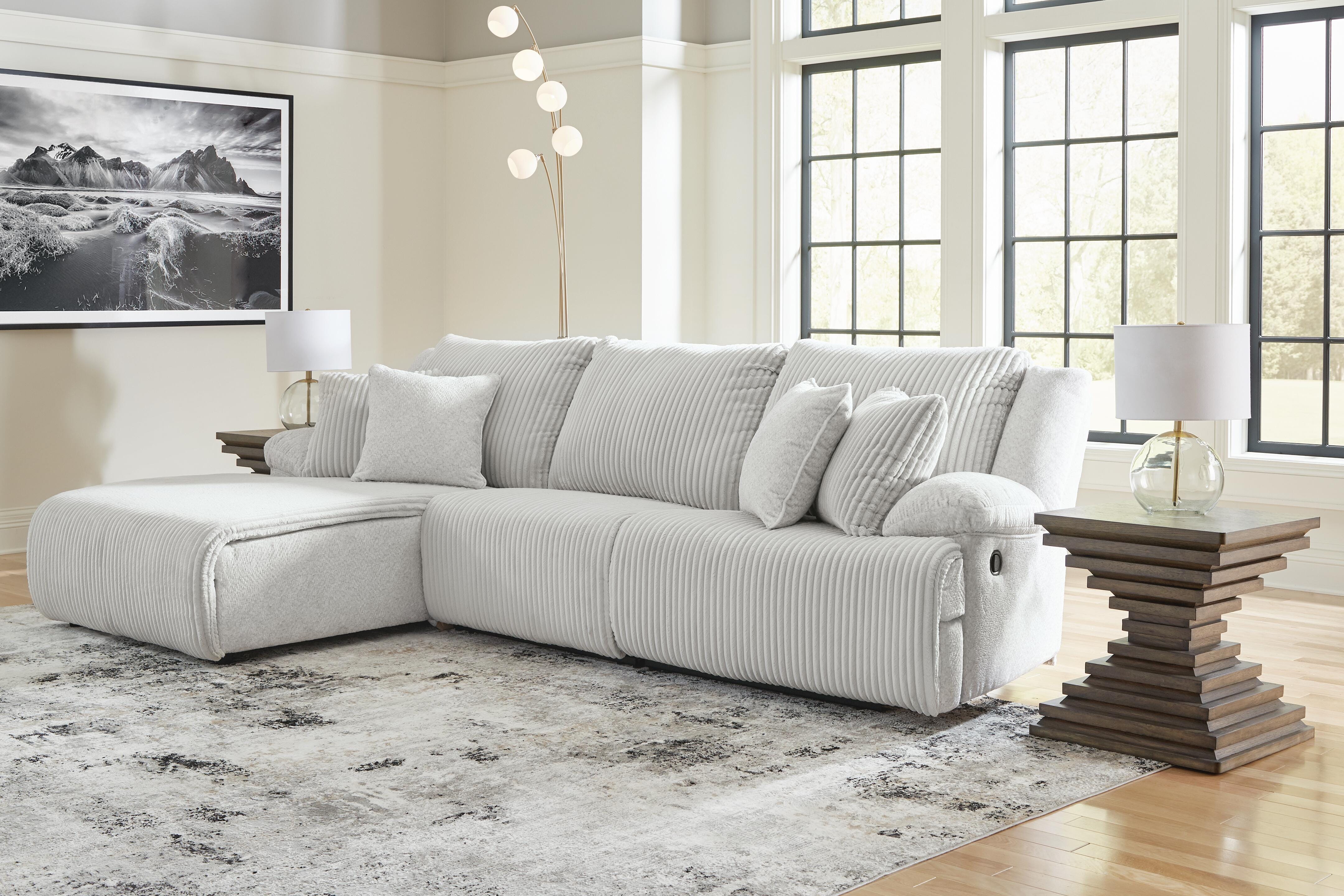 Top Tier 3-Piece Reclining Sectional Sofa Chaise in Alloy Velvet