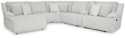 Top Tier 6-Piece LAF Chaise Reclining Sectional in Alloy Velvet