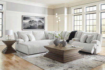 Top Tier 6-Piece LAF Chaise Reclining Sectional in Alloy Velvet