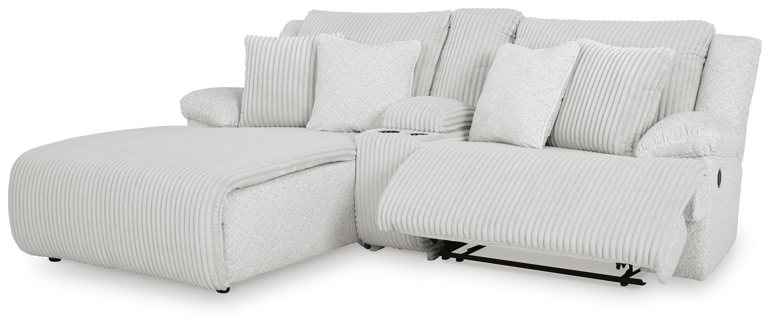 Top Tier 3-Piece LAF Chaise Reclining Sectional Sofa in Alloy Velvet