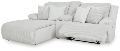 Top Tier 3-Piece LAF Chaise Reclining Sectional Sofa in Alloy Velvet