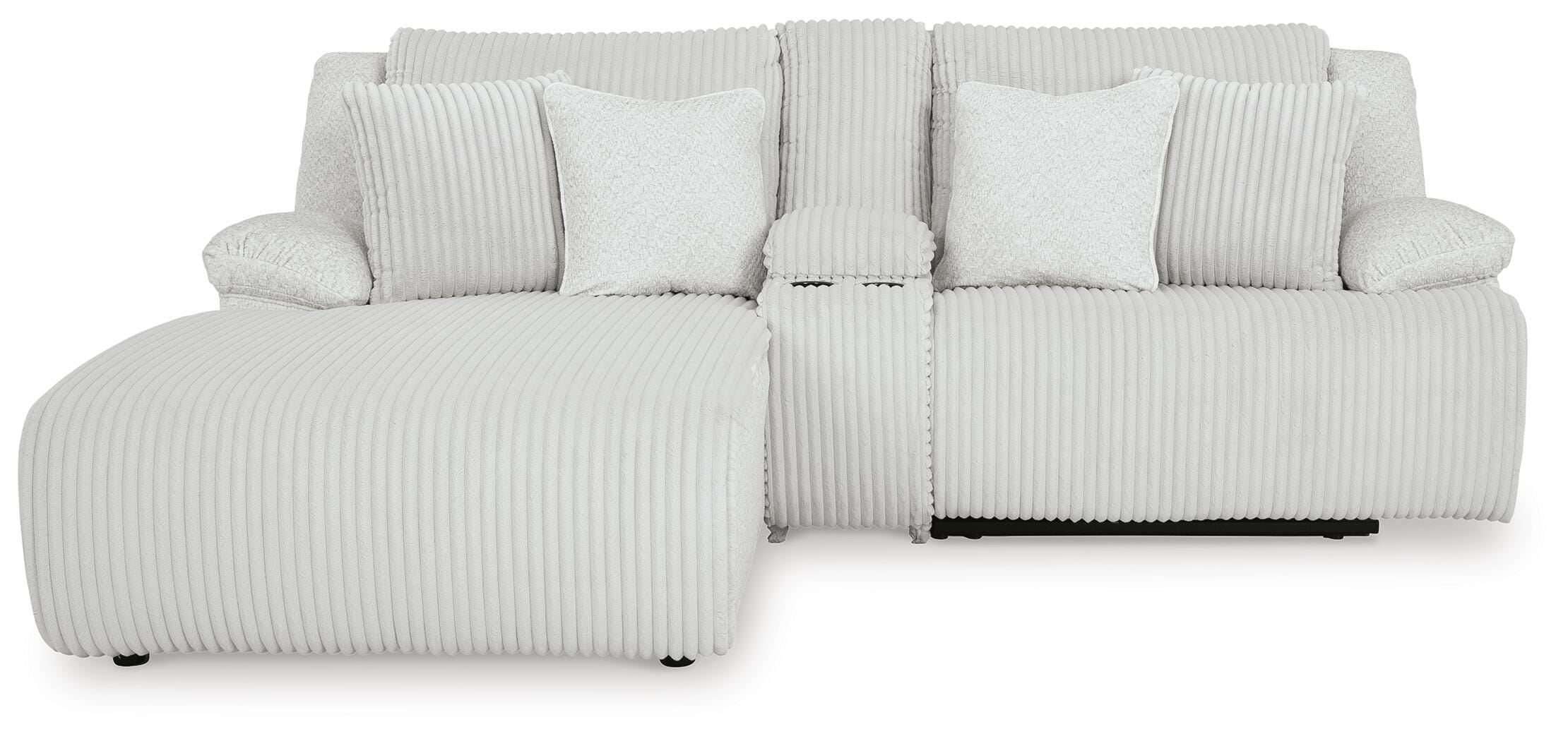 Top Tier 3-Piece LAF Chaise Reclining Sectional Sofa in Alloy Velvet