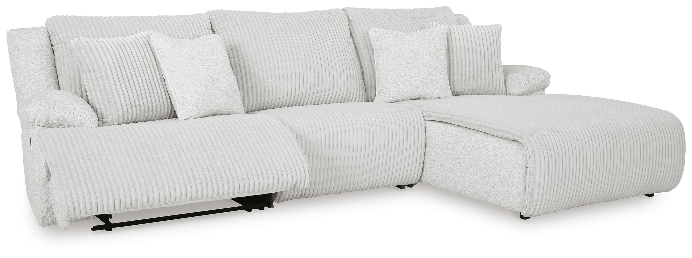 Top Tier 3-Piece Reclining Sectional Sofa with RAF Chaise in Alloy Velvet