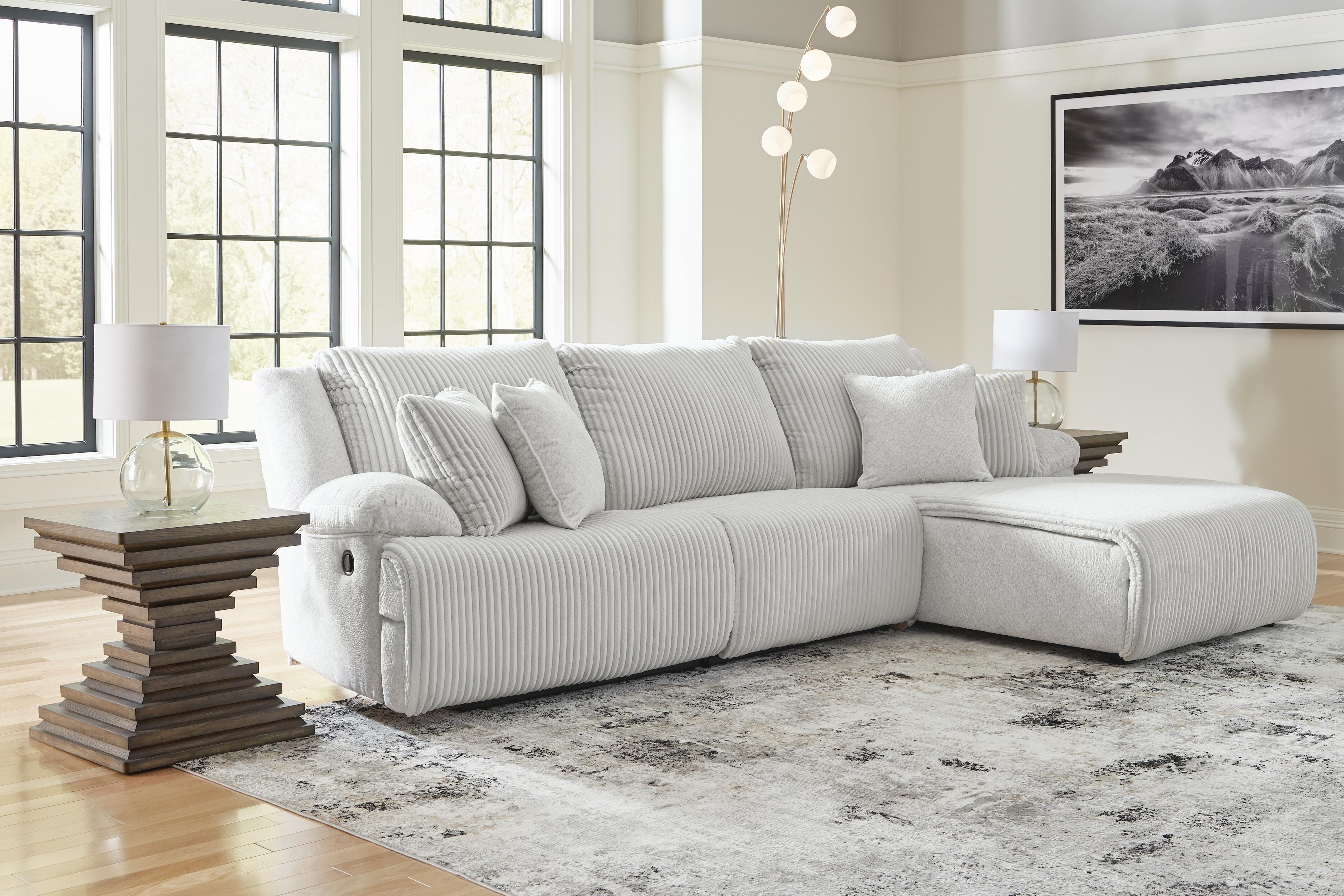 Top Tier 3-Piece Reclining Sectional Sofa with RAF Chaise in Alloy Velvet