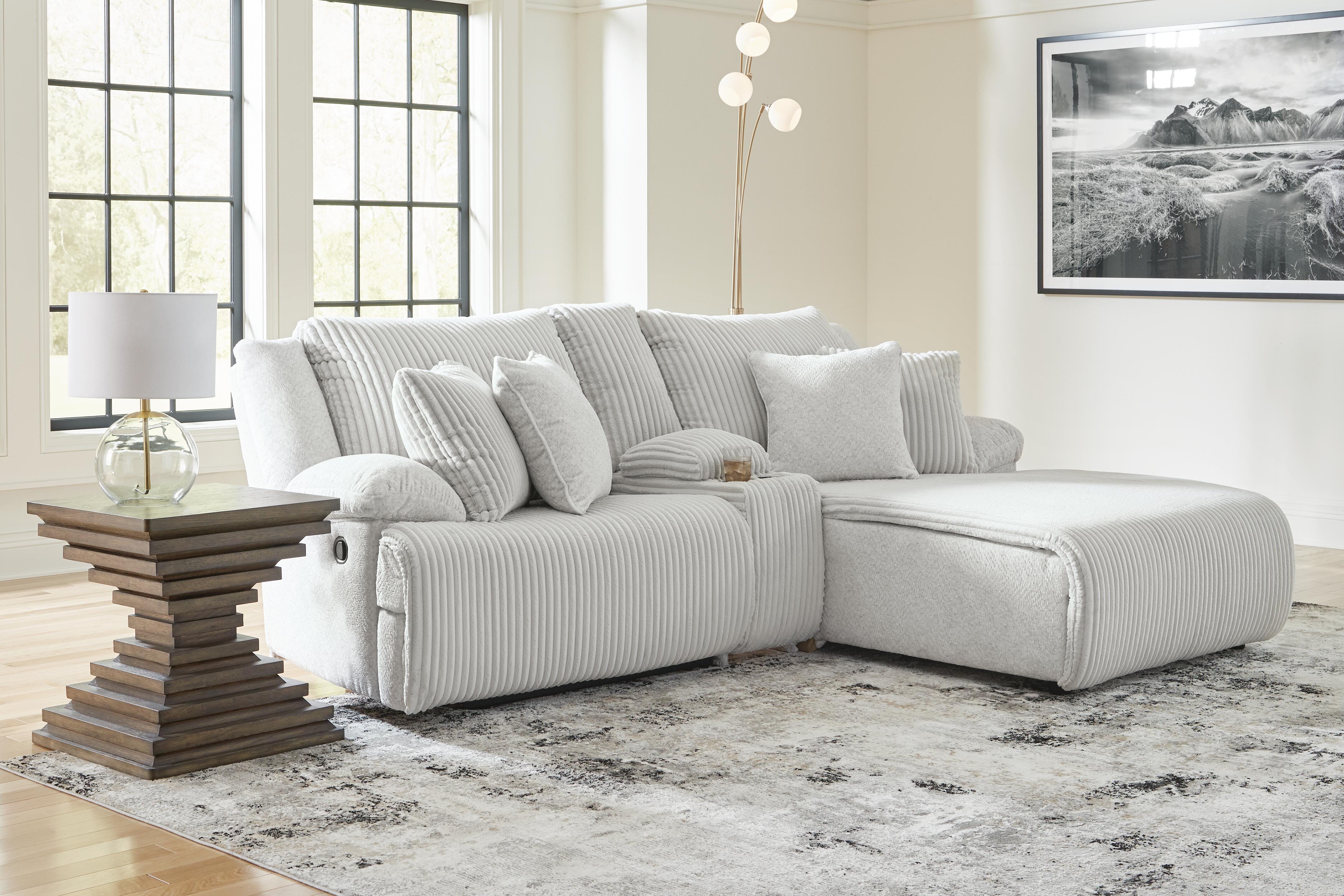 Top Tier 3-Piece RAF Reclining Sectional Sofa with Chaise in Alloy Velvet