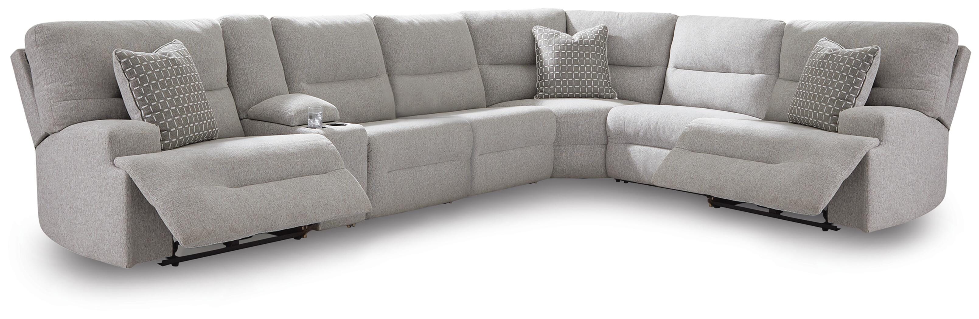 Acklen Place 7-Piece Power Sectional Reclining Sofa with Storage Console in Pewter