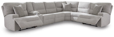 Acklen Place 7-Piece Power Sectional Reclining Sofa with Storage Console in Pewter