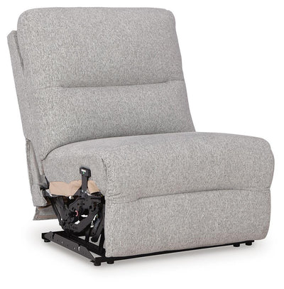 Acklen Place 6-Piece LAF Chaise Power Reclining Sectional in Pewter Performance Fabric and Next-Gen Nuvella