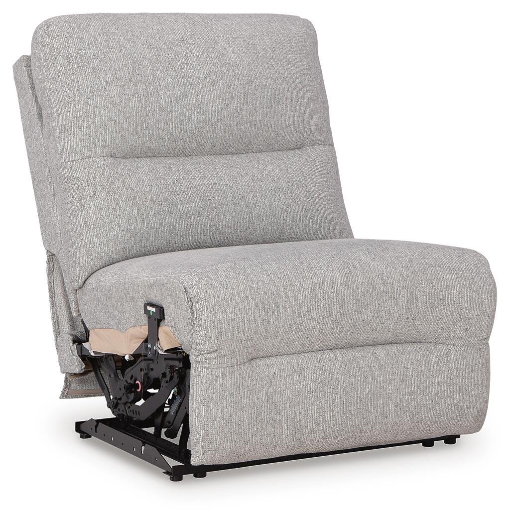 Acklen Place 5-Piece Power Reclining Sectional in Pewter Performance Fabric and Next-Gen Nuvella