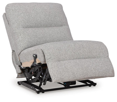 Acklen Place 6-Piece RAF Chaise Power Reclining Sectional in Pewter Performance Fabric and Next-Gen Nuvella