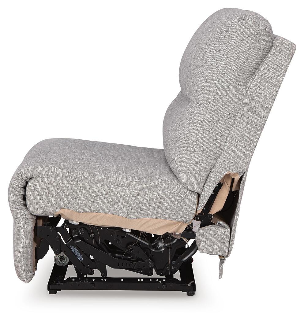 Acklen Place 6-Piece LAF Chaise Power Reclining Sectional in Pewter Performance Fabric and Next-Gen Nuvella