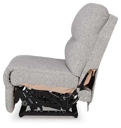 Acklen Place 6-Piece RAF Chaise Power Reclining Sectional in Pewter Performance Fabric and Next-Gen Nuvella