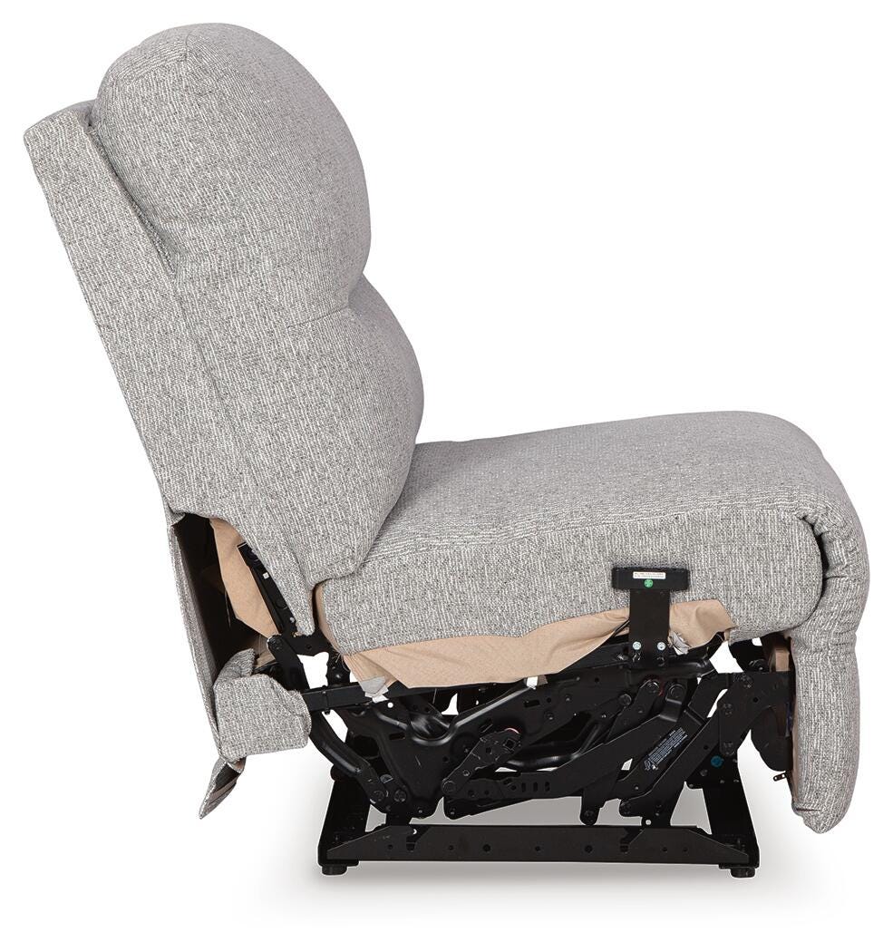 Acklen Place 6-Piece LAF Chaise Power Reclining Sectional in Pewter Performance Fabric and Next-Gen Nuvella