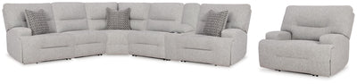 Acklen Place 6-Piece Power Reclining Sectional and Power Recliner in Pewter