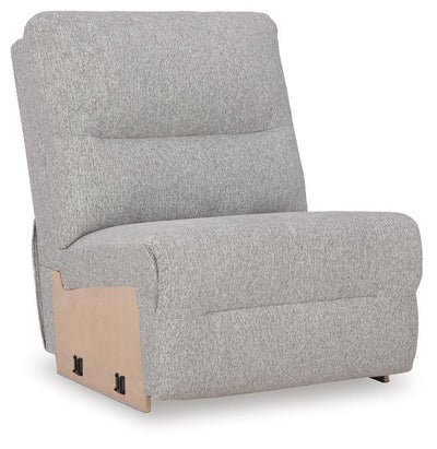 Acklen Place 6-Piece LAF Chaise Power Reclining Sectional in Pewter Performance Fabric and Next-Gen Nuvella