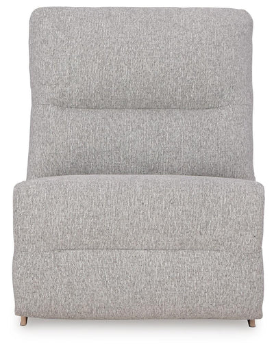Acklen Place 6-Piece LAF Chaise Power Reclining Sectional in Pewter Performance Fabric and Next-Gen Nuvella