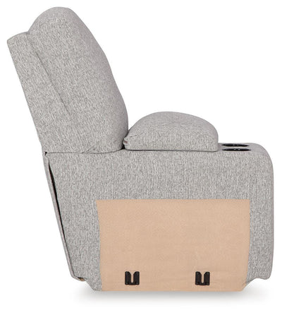 Acklen Place 6-Piece RAF Chaise Power Reclining Sectional in Pewter Performance Fabric and Next-Gen Nuvella