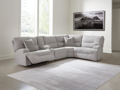 Acklen Place 5-Piece Power Reclining Sectional with Storage Console in Pewter