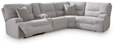 Acklen Place 5-Piece Power Reclining Sectional with Storage Console in Pewter