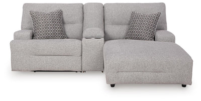 Acklen Place 3-Piece RAF Chaise Power Reclining Sectional Sofa in Pewter Performance Fabric and Next-Gen Nuvella