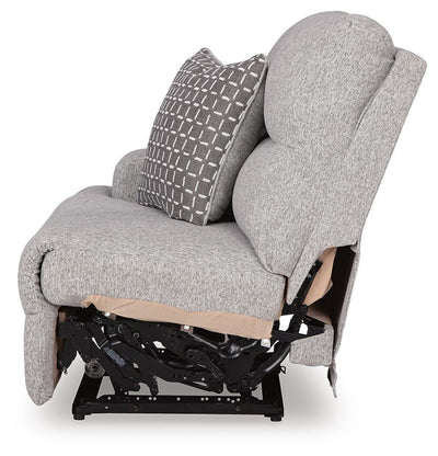 Acklen Place 6-Piece RAF Chaise Power Reclining Sectional in Pewter Performance Fabric and Next-Gen Nuvella