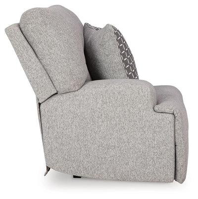Acklen Place 6-Piece RAF Chaise Power Reclining Sectional in Pewter Performance Fabric and Next-Gen Nuvella