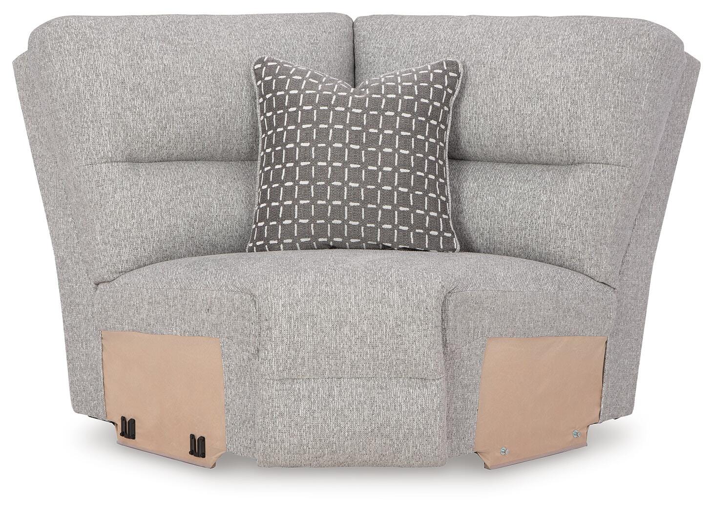 Acklen Place 6-Piece RAF Chaise Power Reclining Sectional in Pewter Performance Fabric and Next-Gen Nuvella