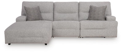 Acklen Place 3-Piece Power Reclining Sectional with LAF Chaise in Pewter Performance Fabric and Next-Gen Nuvella