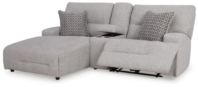 Acklen Place 3-Piece LAF Chaise Power Reclining Sectional Sofa in Pewter Performance Fabric and Next-Gen Nuvella