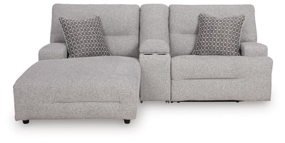 Acklen Place 3-Piece LAF Chaise Power Reclining Sectional Sofa in Pewter Performance Fabric and Next-Gen Nuvella