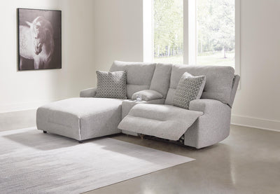 Acklen Place 3-Piece LAF Chaise Power Reclining Sectional Sofa in Pewter Performance Fabric and Next-Gen Nuvella