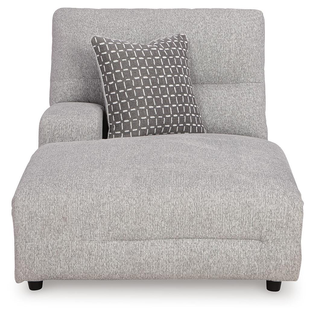 Acklen Place 6-Piece LAF Chaise Power Reclining Sectional in Pewter Performance Fabric and Next-Gen Nuvella