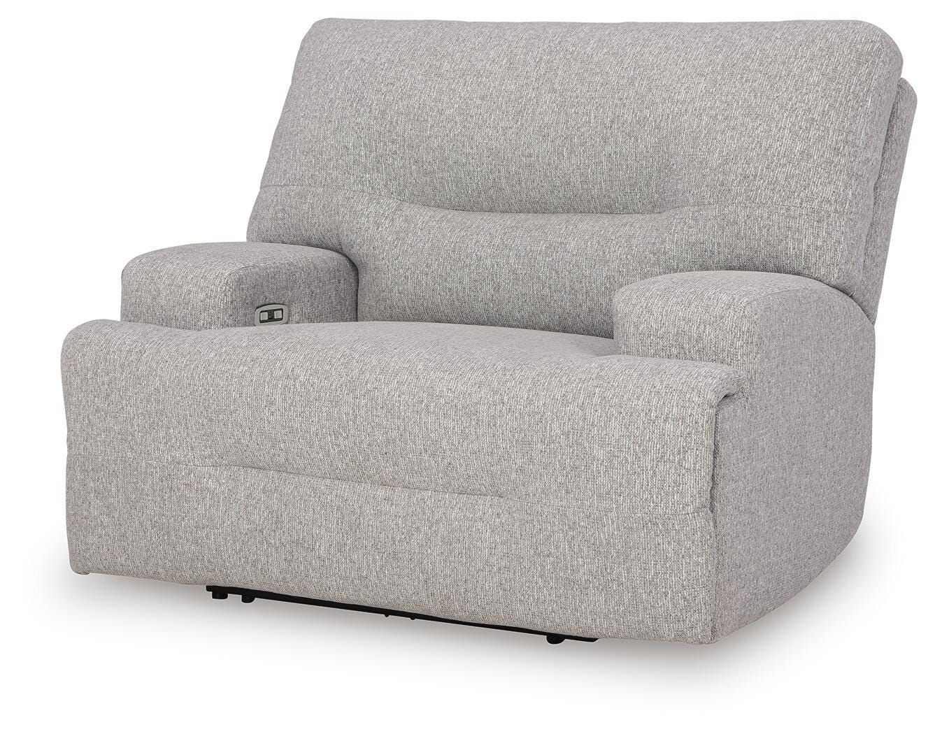 Acklen Place Wide Seat Power Recliner in Pewter Performance Fabric and Next-Gen Nuvella