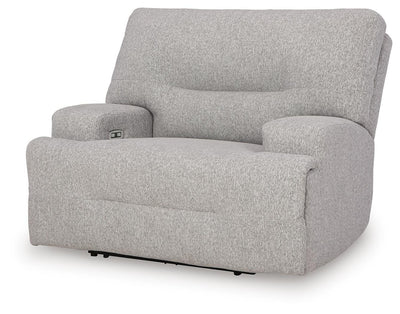 Acklen Place Wide Seat Power Recliner in Pewter Performance Fabric and Next-Gen Nuvella
