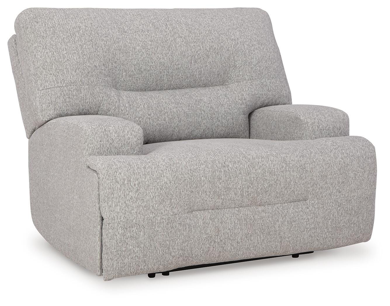 Acklen Place Wide Seat Power Recliner in Pewter Performance Fabric and Next-Gen Nuvella