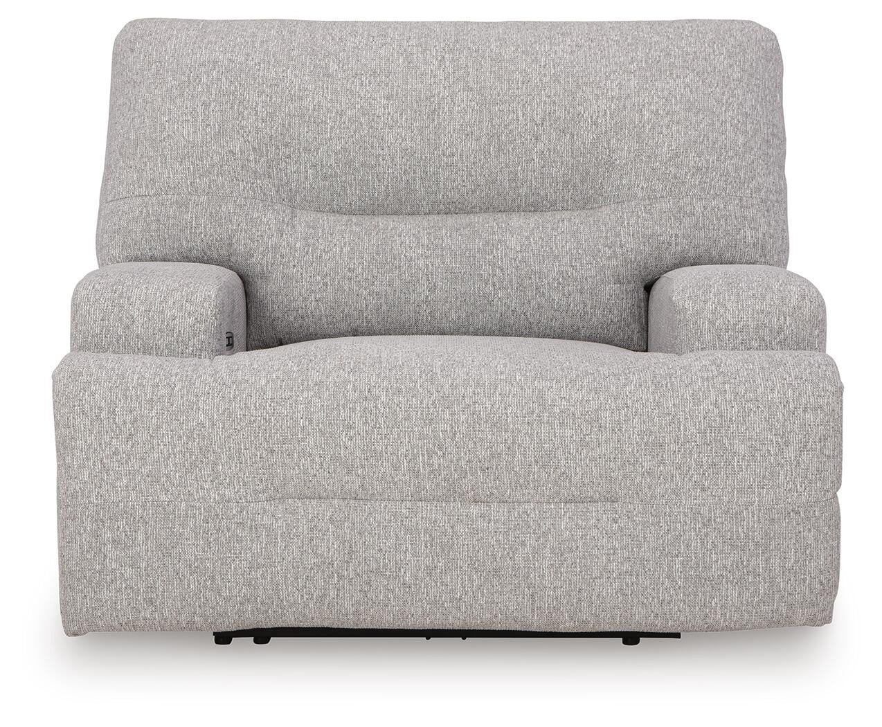 Acklen Place Wide Seat Power Recliner in Pewter Performance Fabric and Next-Gen Nuvella