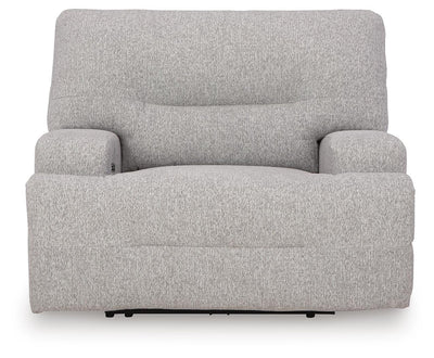 Acklen Place Wide Seat Power Recliner in Pewter Performance Fabric and Next-Gen Nuvella