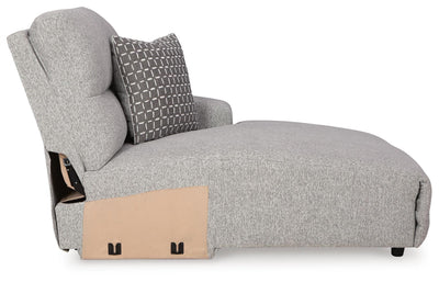 Acklen Place 6-Piece RAF Chaise Power Reclining Sectional in Pewter Performance Fabric and Next-Gen Nuvella