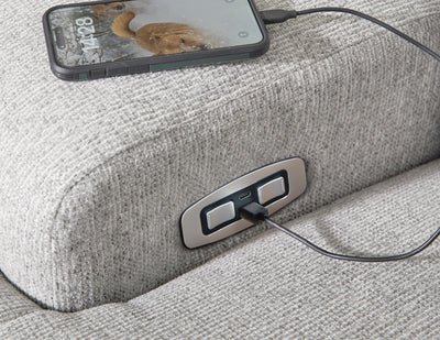 Acklen Place 3-Piece Power Reclining Sectional with LAF Chaise in Pewter Performance Fabric and Next-Gen Nuvella