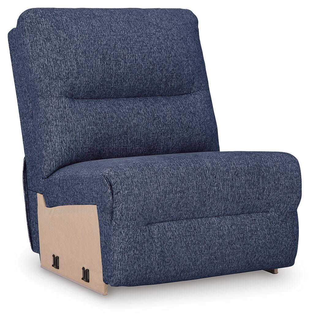 Acklen Place 5-Piece Power Reclining Sectional in Navy Performance Fabric and Next-Gen Nuvella