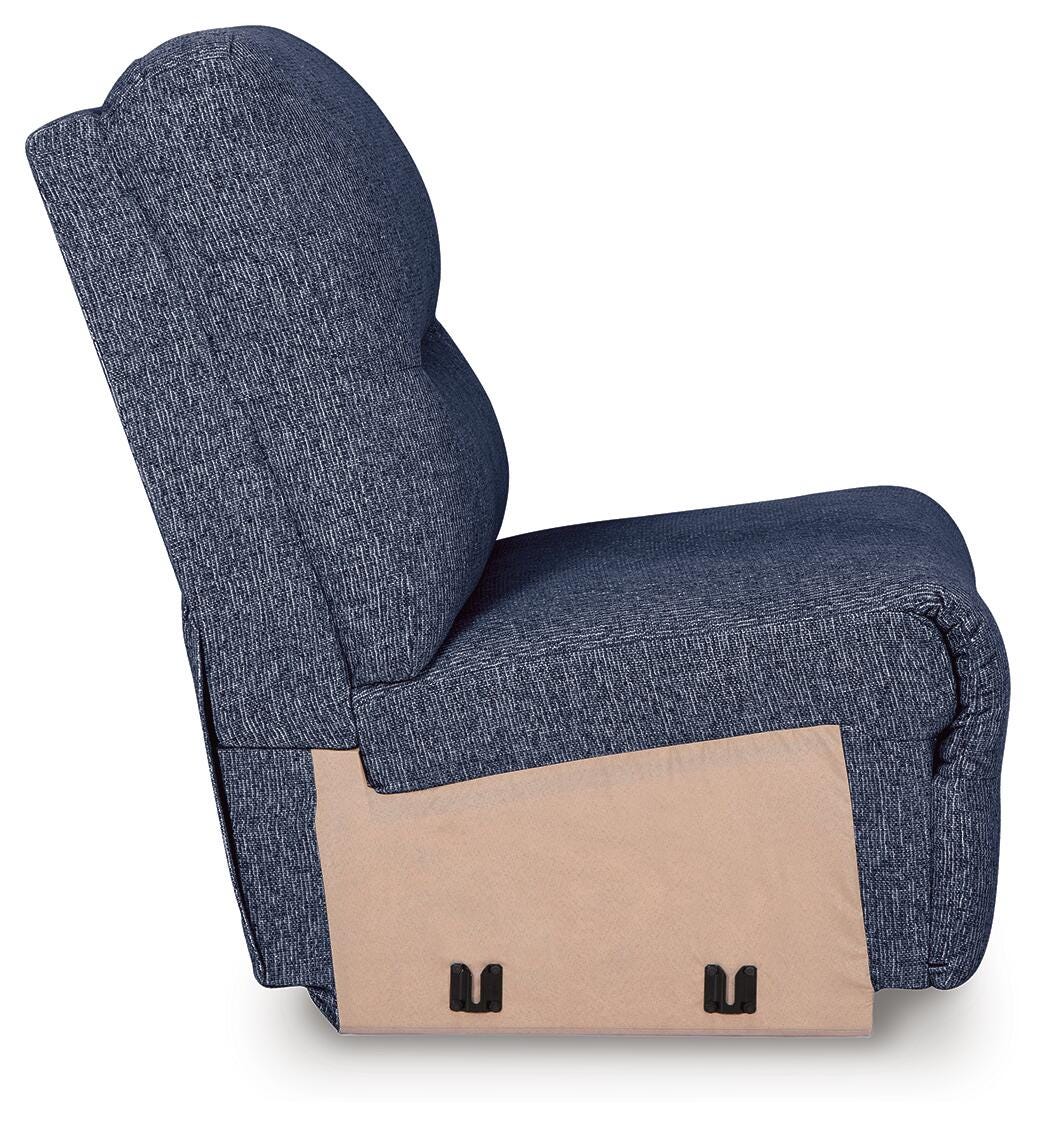 Acklen Place 5-Piece Power Reclining Sectional in Navy Performance Fabric and Next-Gen Nuvella