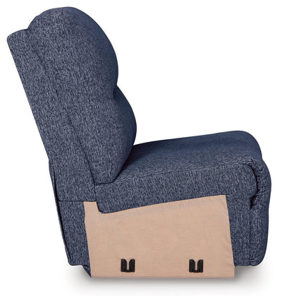 Acklen Place 5-Piece Power Reclining Sectional in Navy Performance Fabric and Next-Gen Nuvella