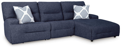 Acklen Place 3-Pc. Power Reclining Sectional in Navy Performance Fabric and Next-Gen Nuvella