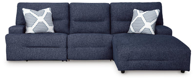Acklen Place 3-Pc. Power Reclining Sectional in Navy Performance Fabric and Next-Gen Nuvella