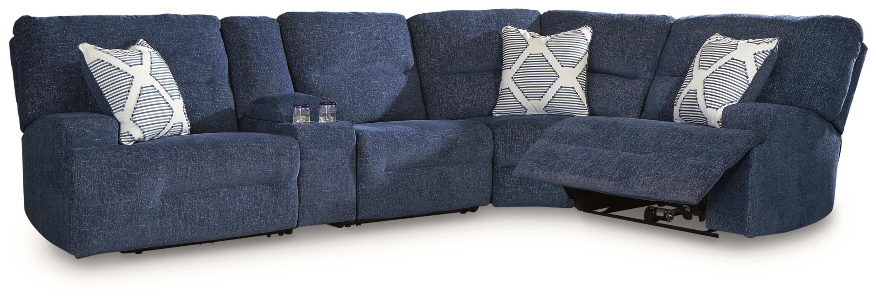 Acklen Place 5-Piece Power Reclining Sectional with Storage Console in Navy