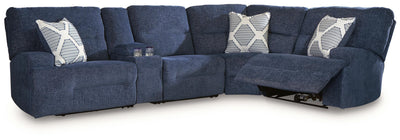 Acklen Place 5-Piece Power Reclining Sectional with Storage Console in Navy