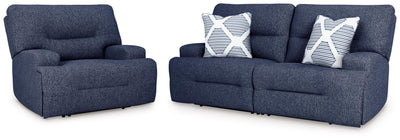 Acklen Place 2-Piece Sectional and Oversized Recliner in Navy