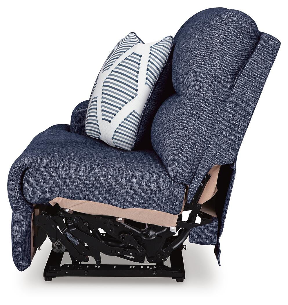 Acklen Place 6-Piece RAF Chaise Power Reclining Sectional in Navy Performance Fabric and Next-Gen Nuvella